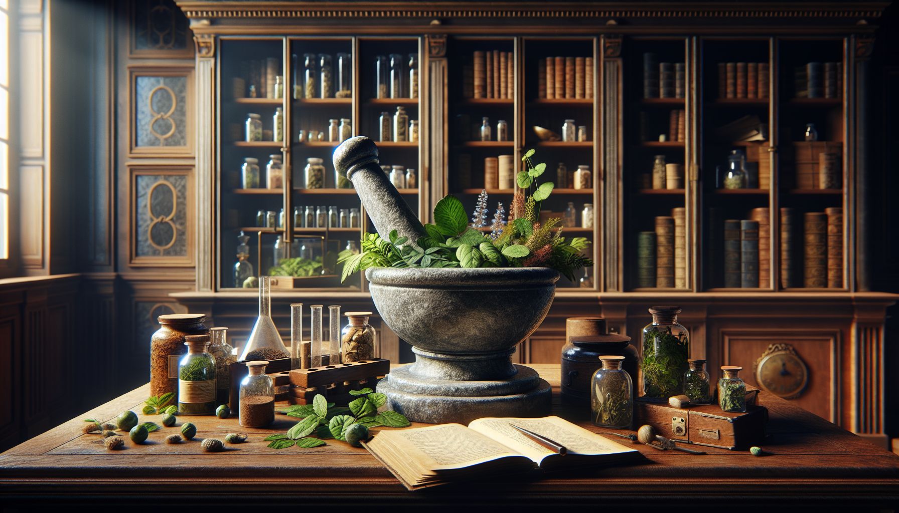 Image depicting various herbs and plants used as natural remedies for potency